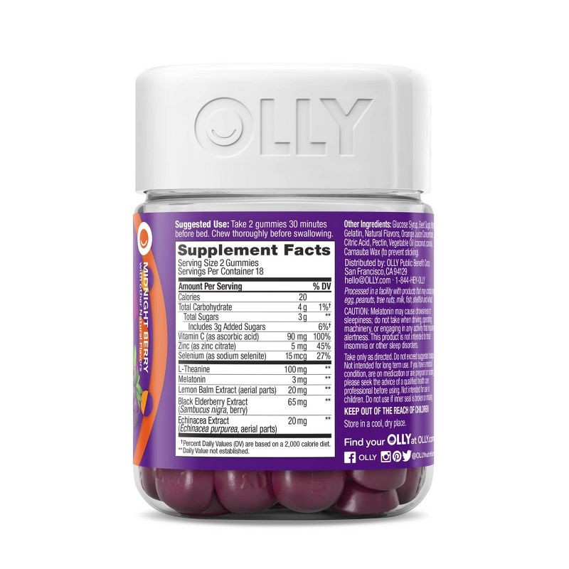 slide 4 of 6, OLLY Immunity Sleep Gummies - Elderberry - 36ct, 36 ct