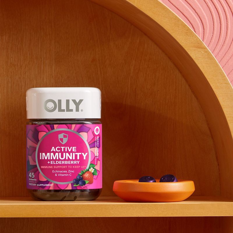 slide 2 of 7, OLLY Active Immunity + Elderberry Support Gummies - Berry Brave - 45ct, 45 ct