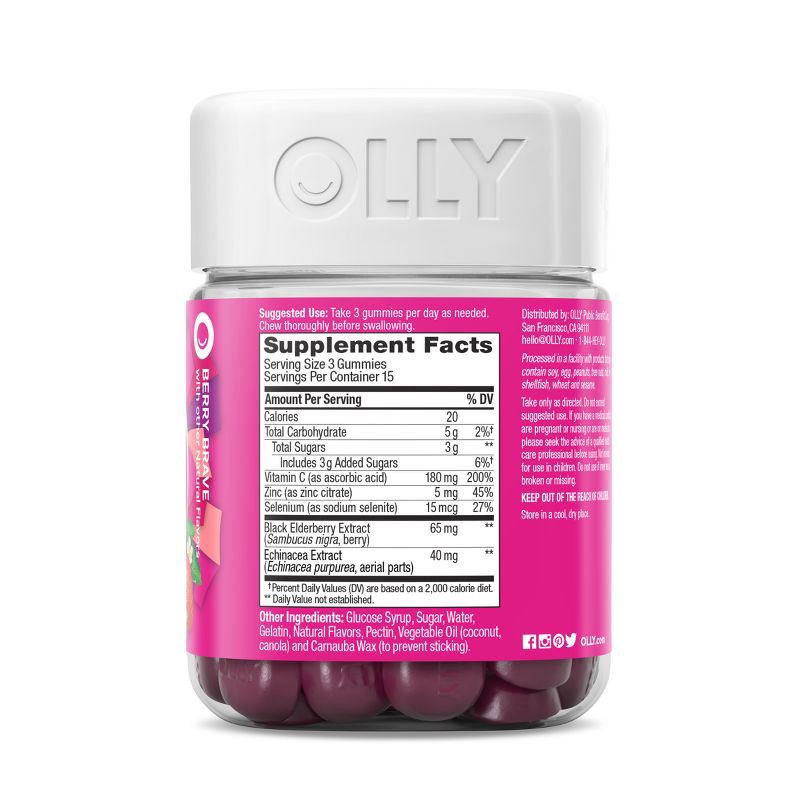 slide 3 of 7, OLLY Active Immunity + Elderberry Support Gummies - Berry Brave - 45ct, 45 ct