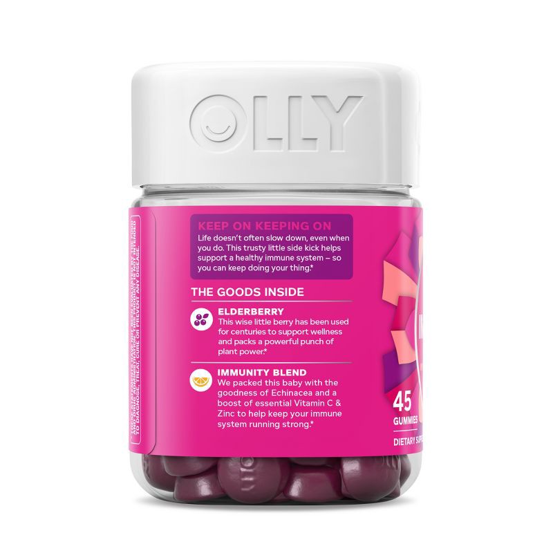 slide 5 of 7, OLLY Active Immunity + Elderberry Support Gummies - Berry Brave - 45ct, 45 ct