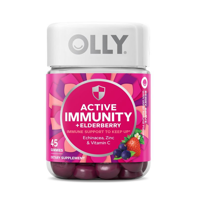 slide 1 of 7, OLLY Active Immunity + Elderberry Support Gummies - Berry Brave - 45ct, 45 ct