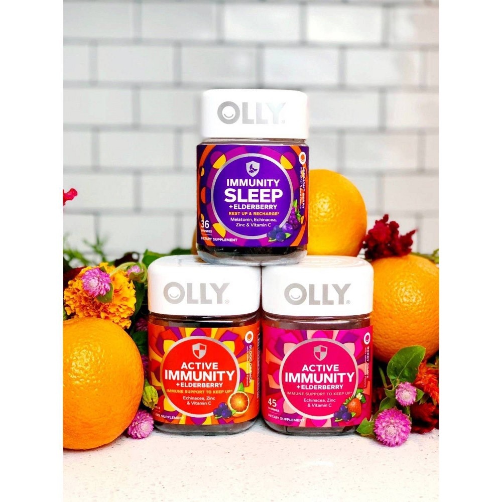 slide 2 of 6, OLLY Active Immunity + Elderberry Support Gummies - Blood Orange - 45ct, 45 ct