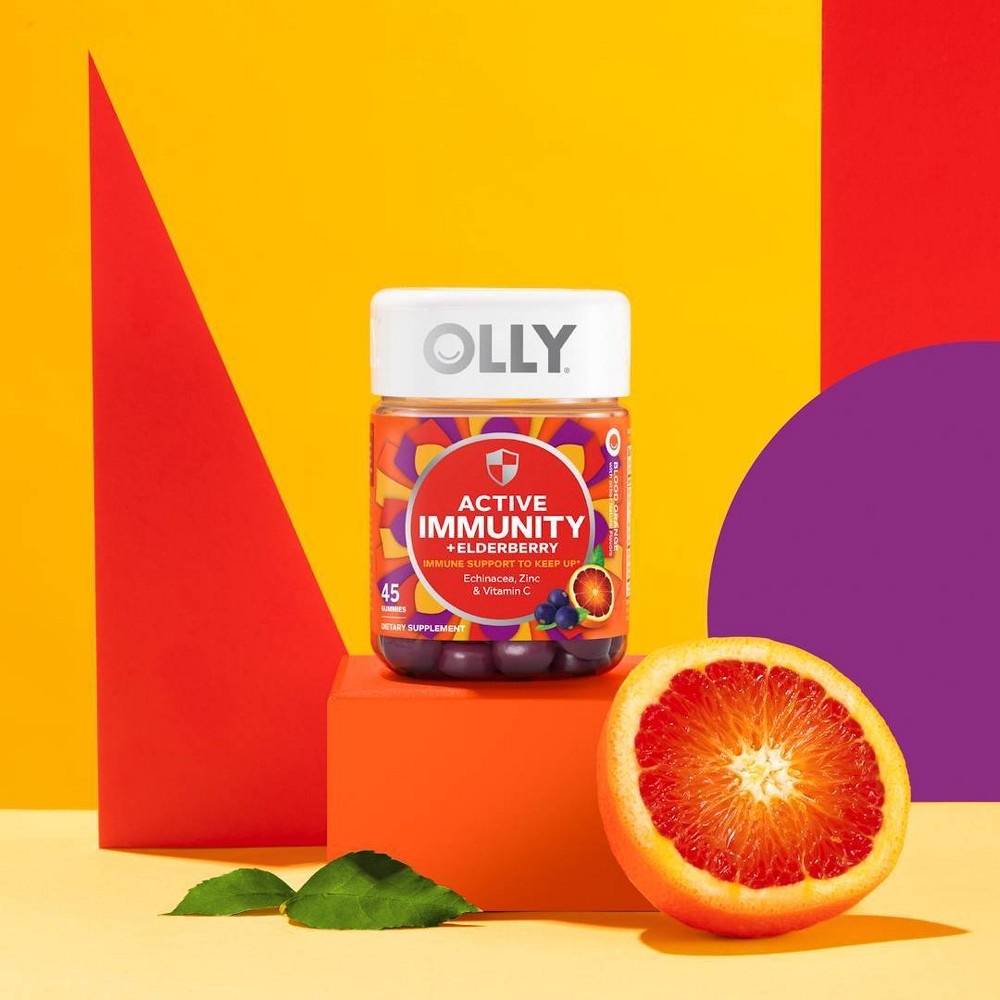 slide 3 of 6, OLLY Active Immunity + Elderberry Support Gummies - Blood Orange - 45ct, 45 ct