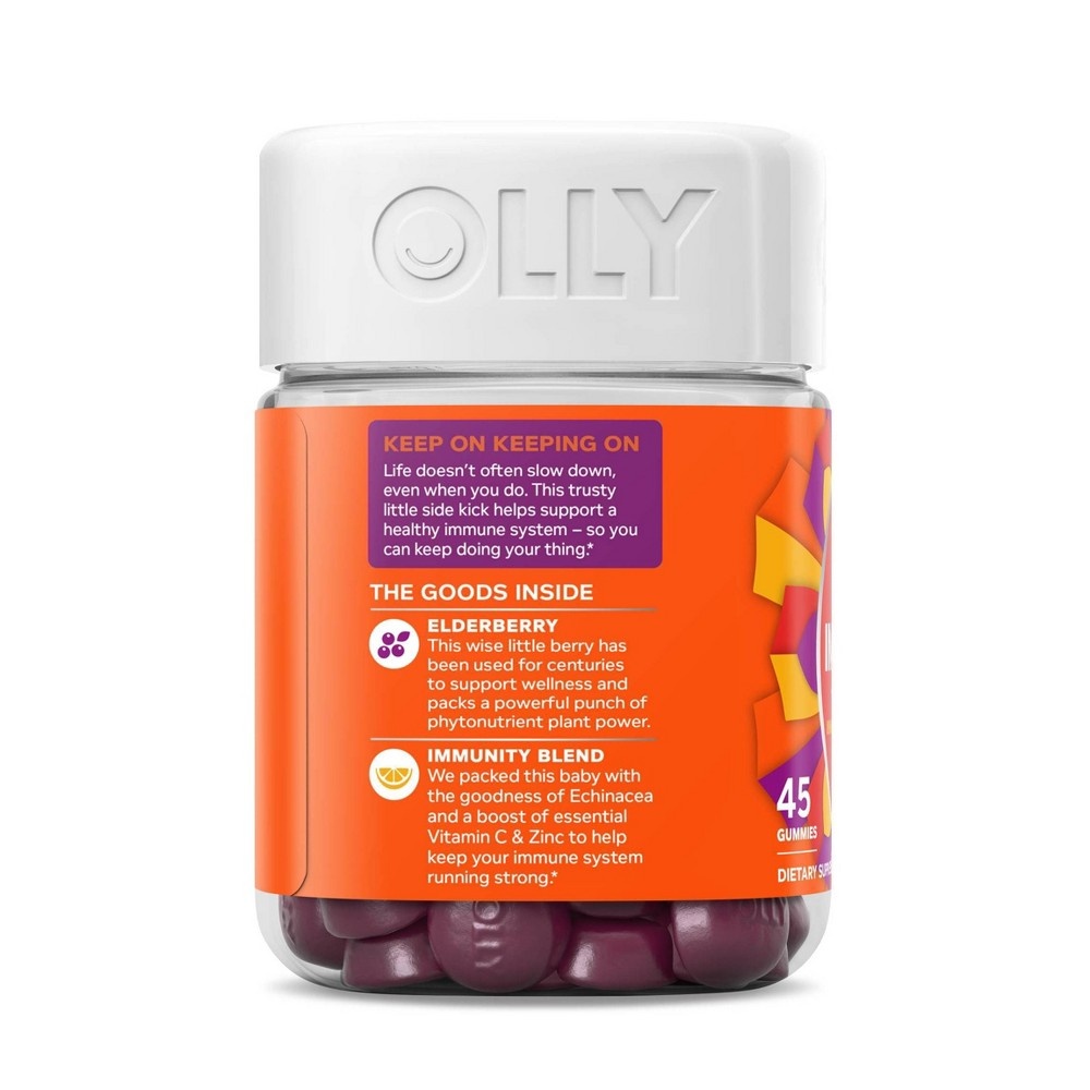 slide 6 of 6, OLLY Active Immunity + Elderberry Support Gummies - Blood Orange - 45ct, 45 ct