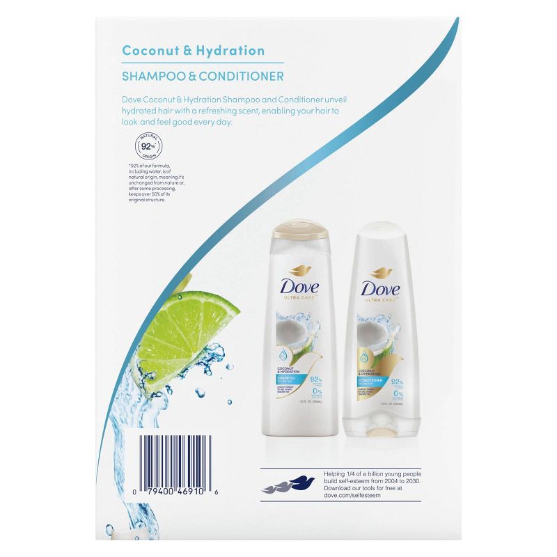 slide 3 of 9, Dove Beauty Coconut & Hydration Shampoo & Conditioner Set - 12 fl oz/ 2ct, 12 fl oz, 2 ct