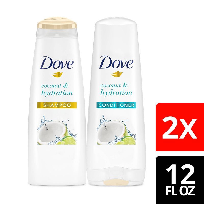 slide 1 of 9, Dove Beauty Coconut & Hydration Shampoo & Conditioner Set - 12 fl oz/ 2ct, 12 fl oz, 2 ct
