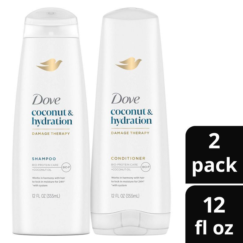 slide 1 of 9, Dove Beauty Coconut & Hydration Shampoo & Conditioner Set - 12 fl oz/ 2ct, 12 fl oz, 2 ct