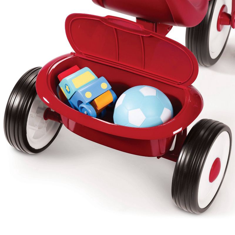 slide 7 of 9, Radio Flyer Fold 2 Go Trike with Bucket: Steel Frame, Plastic Pedals, Ages 1.5-3 Years, 1 ct