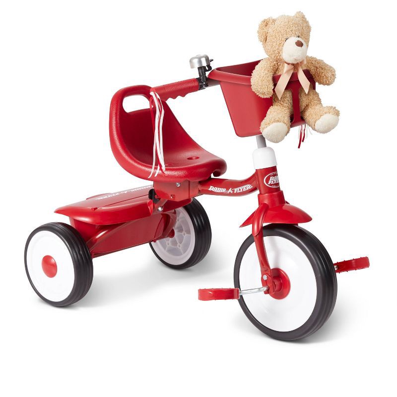 slide 9 of 9, Radio Flyer Fold 2 Go Trike with Bucket: Steel Frame, Plastic Pedals, Ages 1.5-3 Years, 1 ct