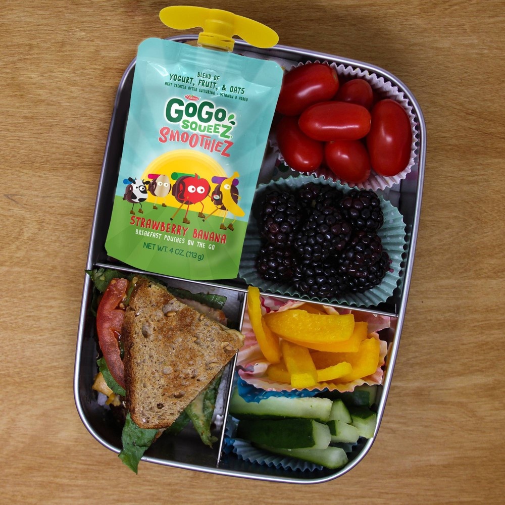 slide 4 of 6, GoGo squeeZ Kids' SmoothieZ, Strawberry Banana, 4 oz, 4 ct