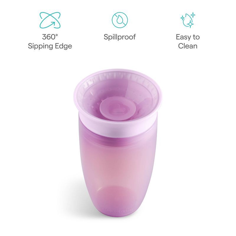 slide 4 of 6, Munchkin Miracle 360 Sippy Cup 10oz/2pk - Pink/Purple, 2 ct; 10 oz