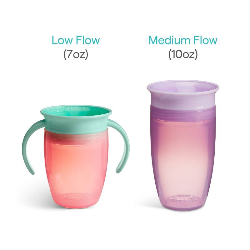 slide 5 of 6, Munchkin Miracle 360 Sippy Cup 10oz/2pk - Pink/Purple, 2 ct; 10 oz