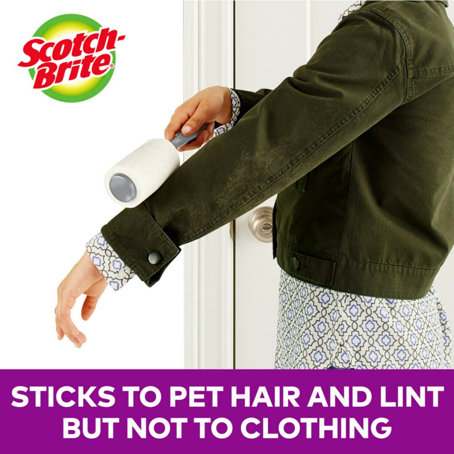 slide 2 of 4, 3M Scotch-Brite Pet Hair Pickup Lint Roller, 4 in x, 36.9 ft