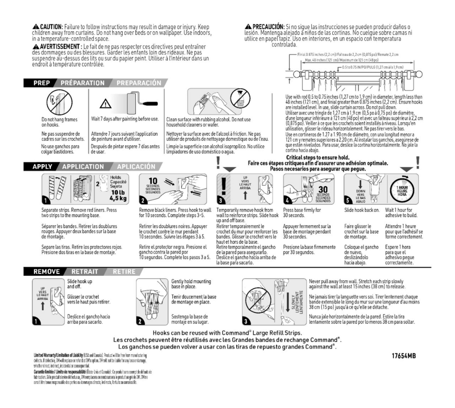 slide 2 of 4, 2pk Command Window Hooks Black, 2 ct