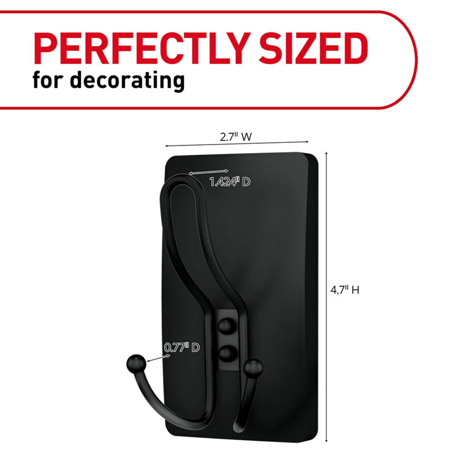 slide 2 of 4, 3M Command Xlrg Matte Blk Triple Hook, 1 ct