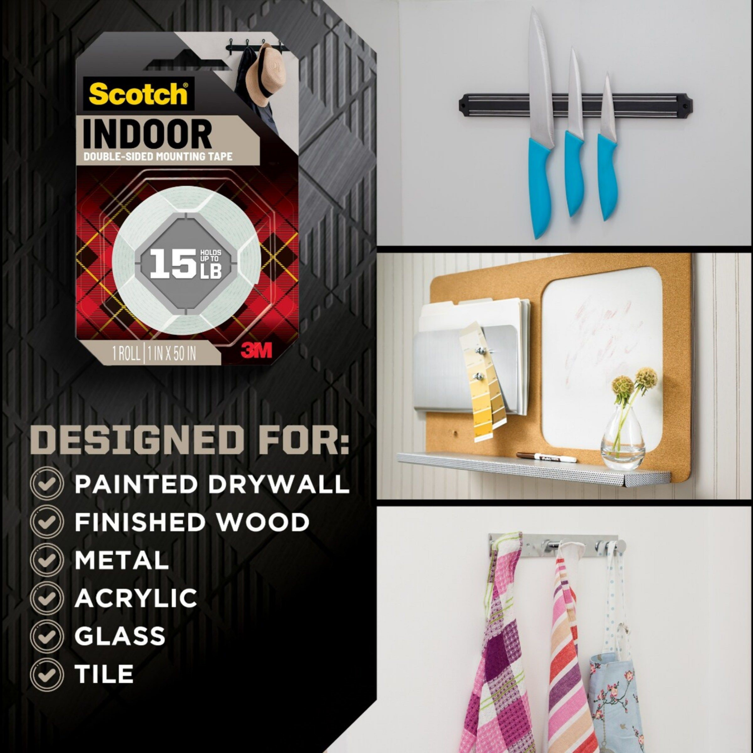 slide 4 of 4, 3M Scotch® Foam Mounting Tape, 1/2 In. X 150 In., White, 1 Roll/pack, 1 ct