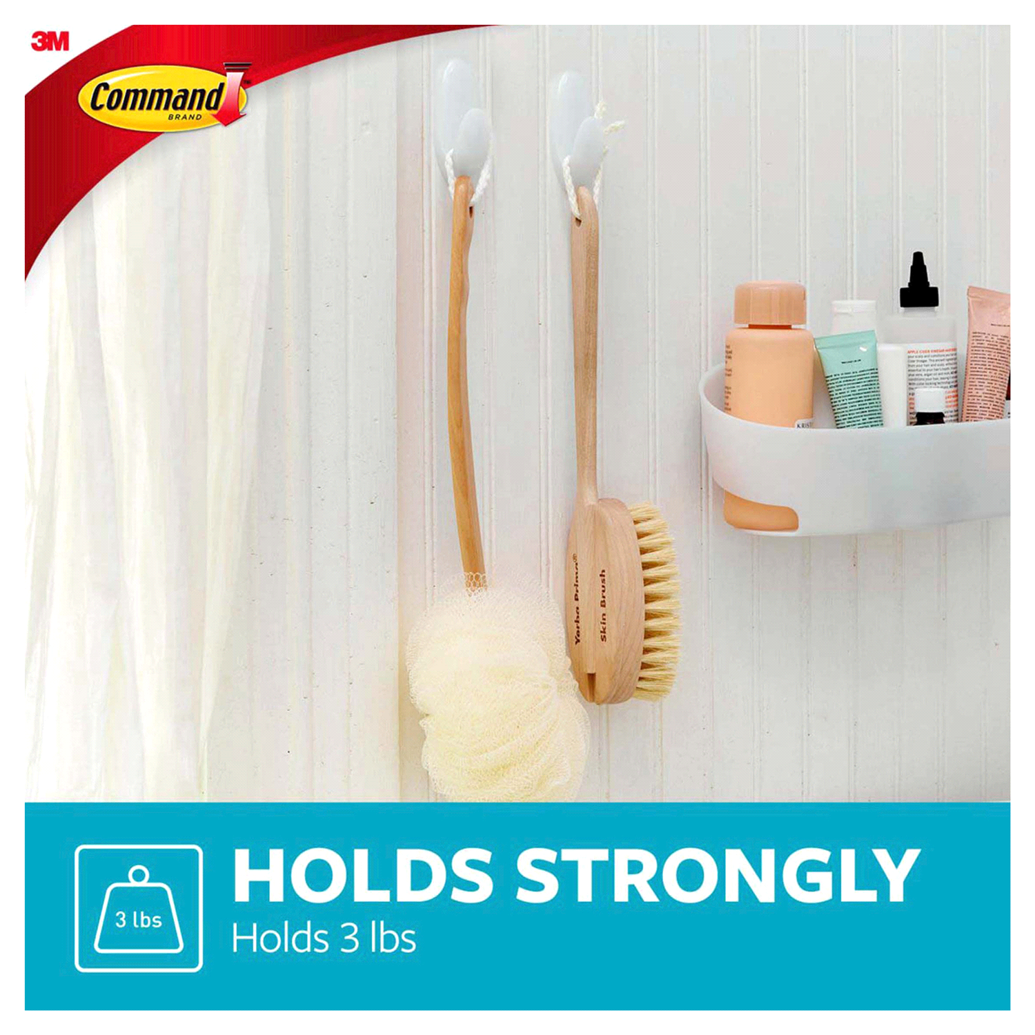 slide 2 of 5, Command Medium Bath Hooks, Value Pack, 6 Medium Water-Resistant Strips/Pack, 6 ct