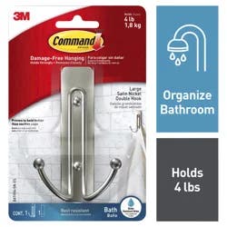 Command Satin Nickel Double Hook Large 1 ea
