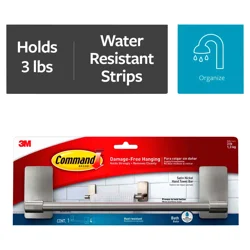 Command Damage-Free Hanging Satin Nickel Hand Towel Bar