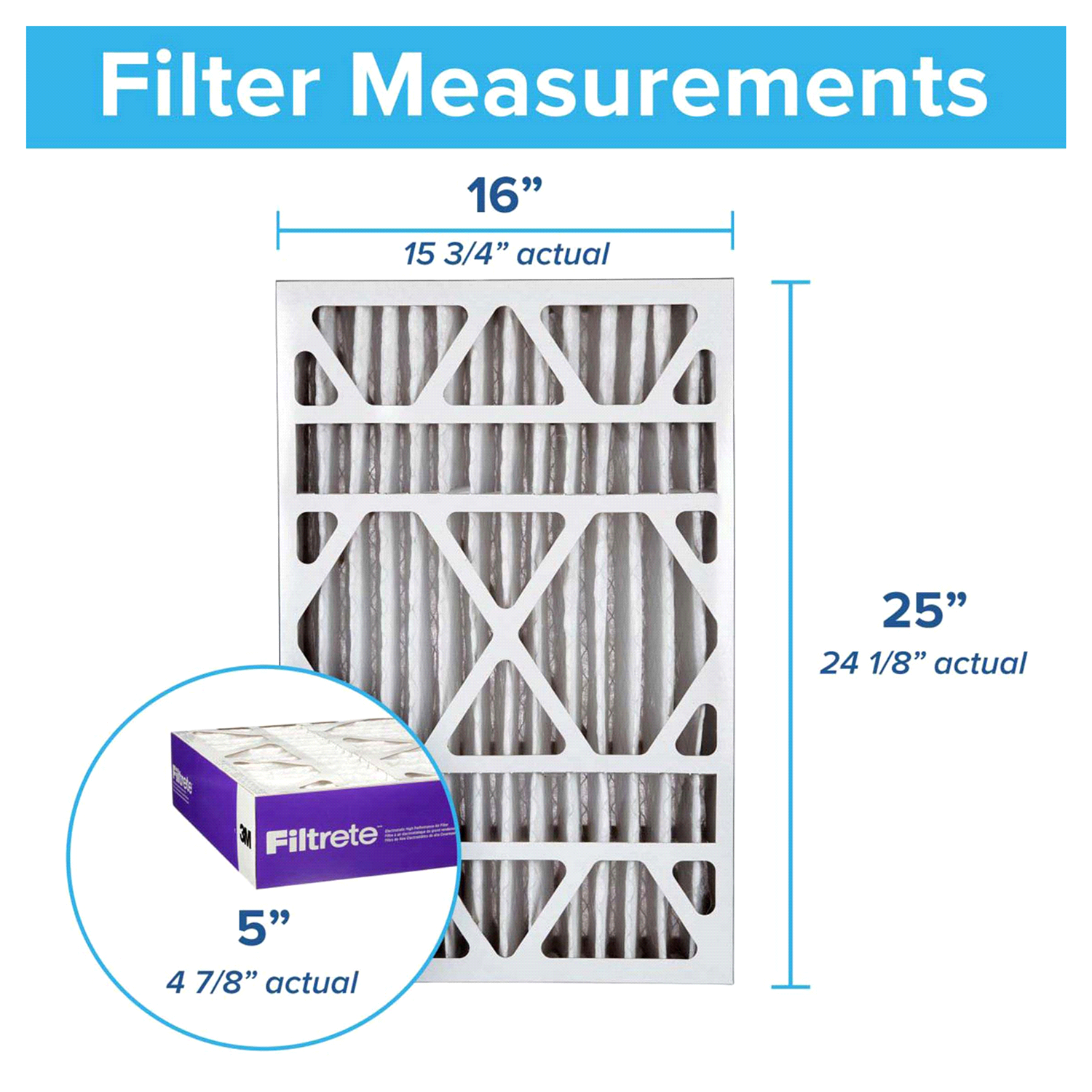 slide 2 of 5, 3M Filtrete Ultra Allergen Reduction Deep Pleat Filter, 16 in x 25 in x 5 in (40,6 cm x 63,5 cm x 12,7 cm), 16 in x 25 in x 5 in