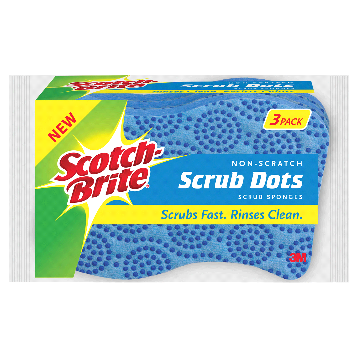 slide 1 of 2, Scotch-Brite Stay Fresh Non-Scratch Scrub Dots Scrub Sponges 3 ea, 3 ct