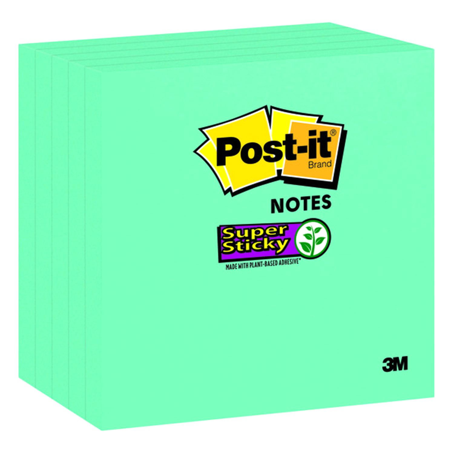 slide 3 of 3, 3M Post-it Notes 654-5SSY, 3 in x 3 in, Aqua, 5 Pads/Pack, 1 ct