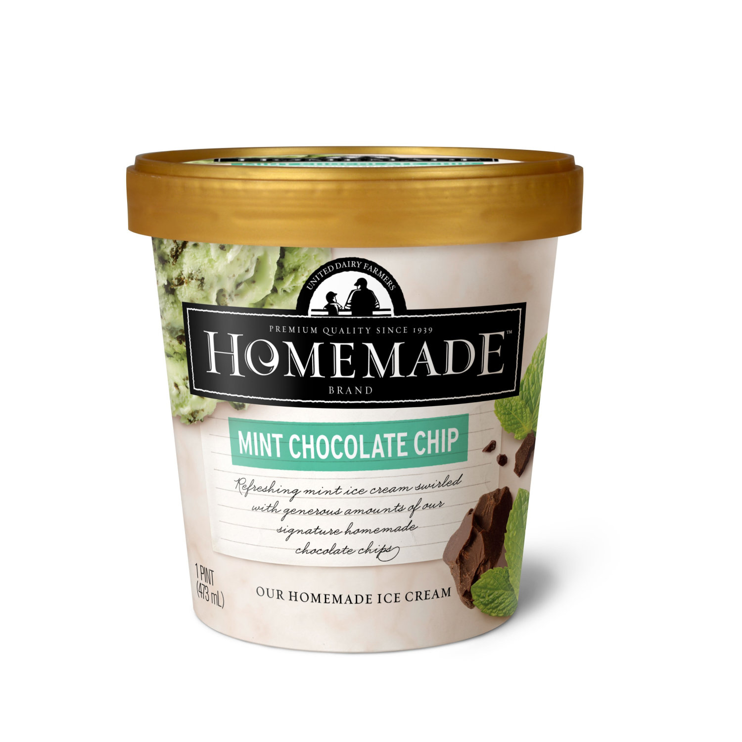 slide 1 of 3, Homemade Mint Chocolate Chip Ice Cream, 16 oz