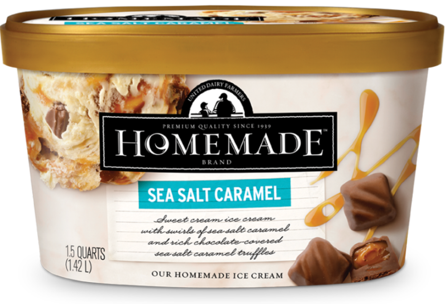 slide 1 of 1, United Dairy Homemade Brand Sea Salt Caramel Ice Cream, 48 oz
