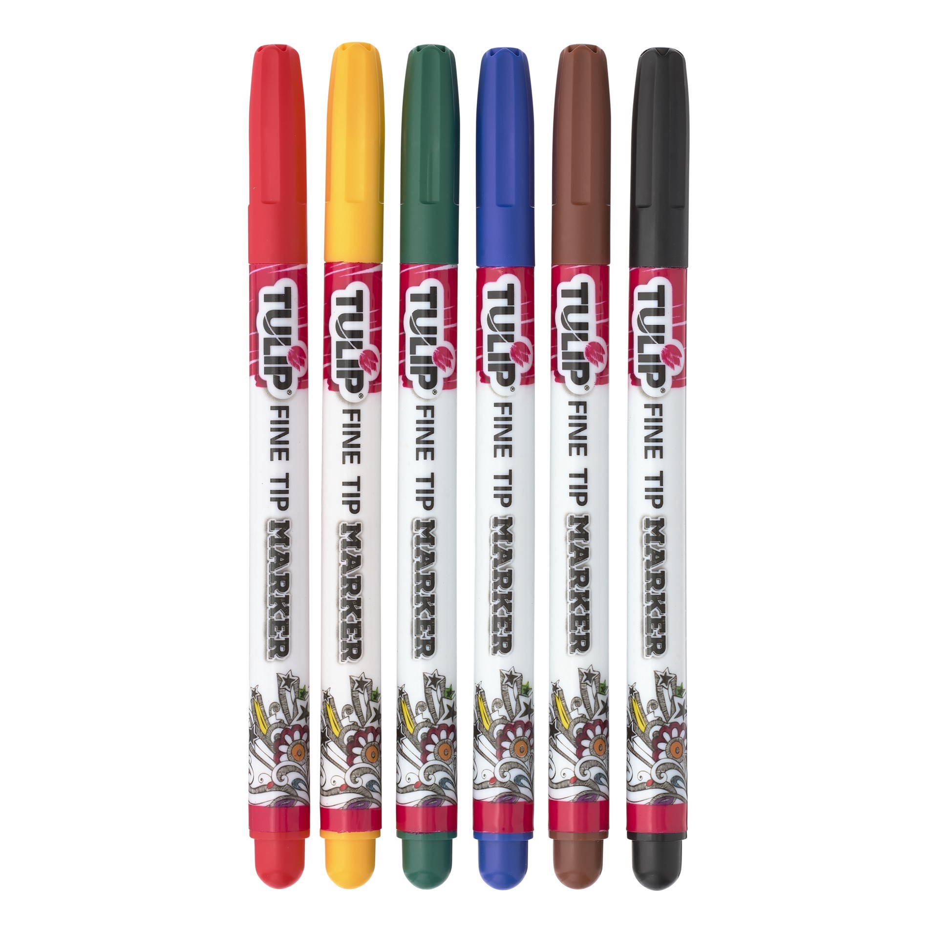 slide 2 of 3, Tulip Fabric Markers, Fine Tip Primary, 6 Pack, 6 ct