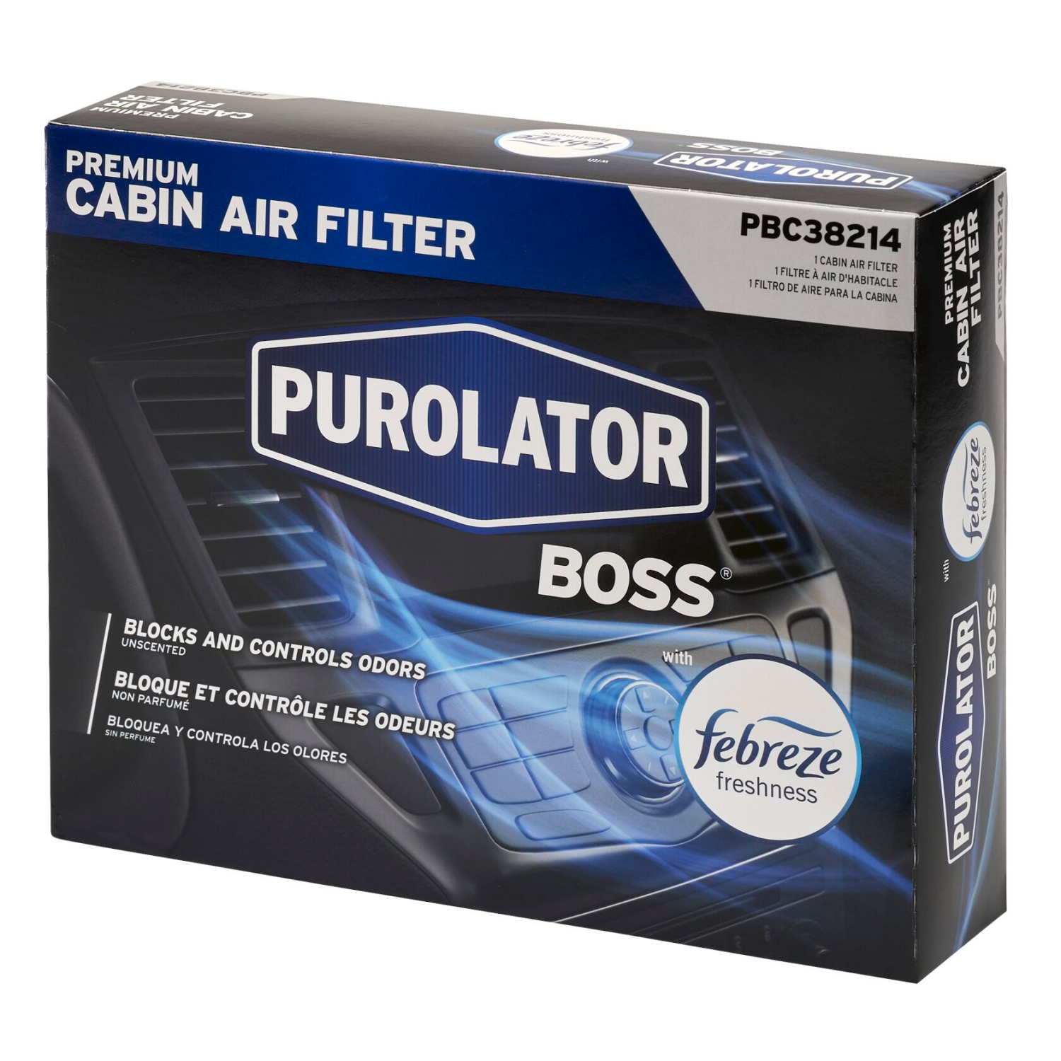 slide 2 of 3, Purolator PBC38214 PurolatorBOSS Premium Cabin Air Filter with Febreze Freshness, 1 ct