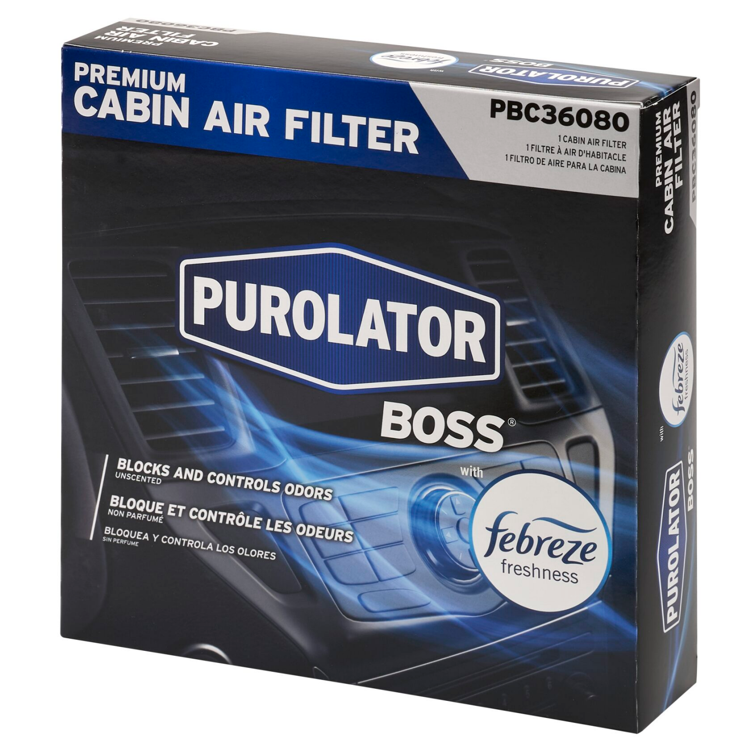 slide 2 of 3, Purolator Pbc36080 Purolatorboss Premium Cabin Air Filter With Febreze Freshness, 1 ct