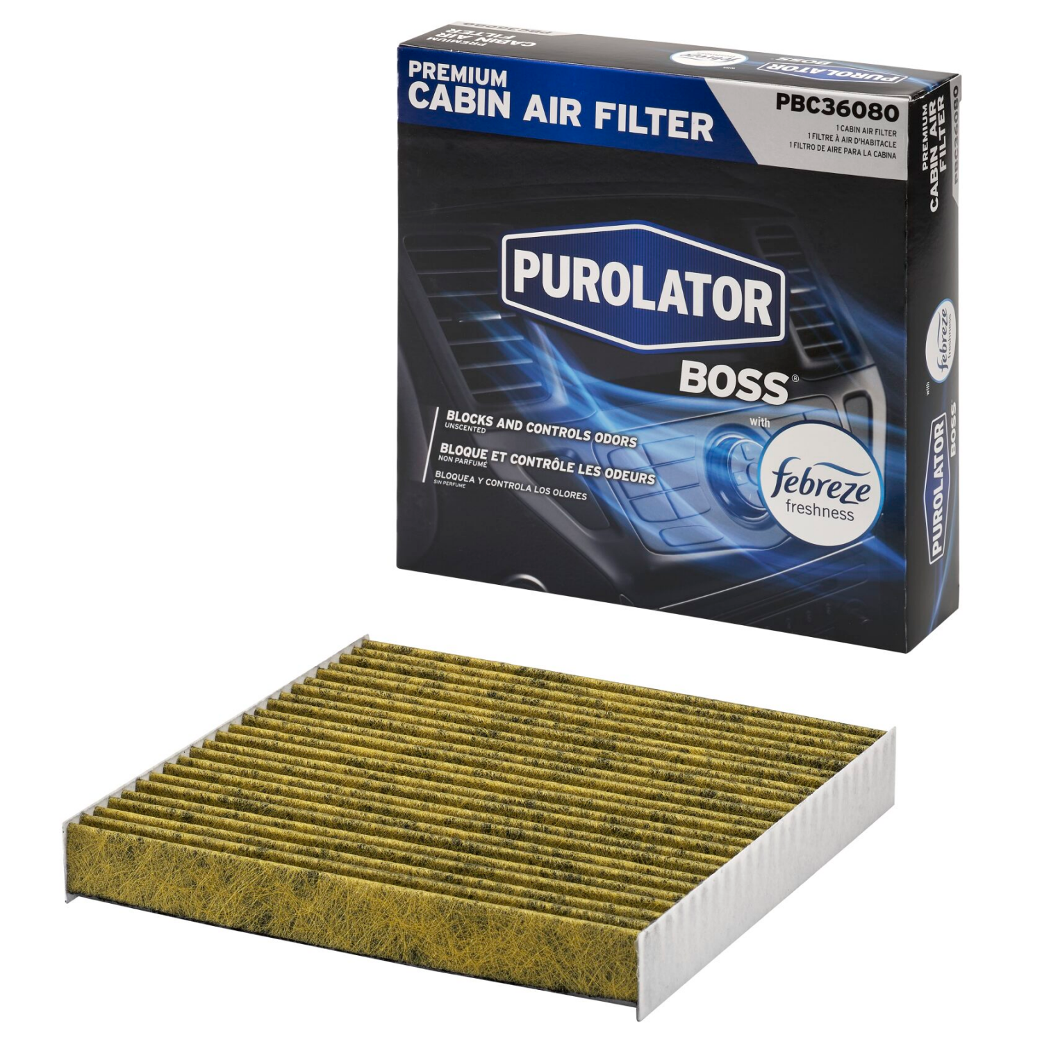 slide 1 of 3, Purolator Pbc36080 Purolatorboss Premium Cabin Air Filter With Febreze Freshness, 1 ct