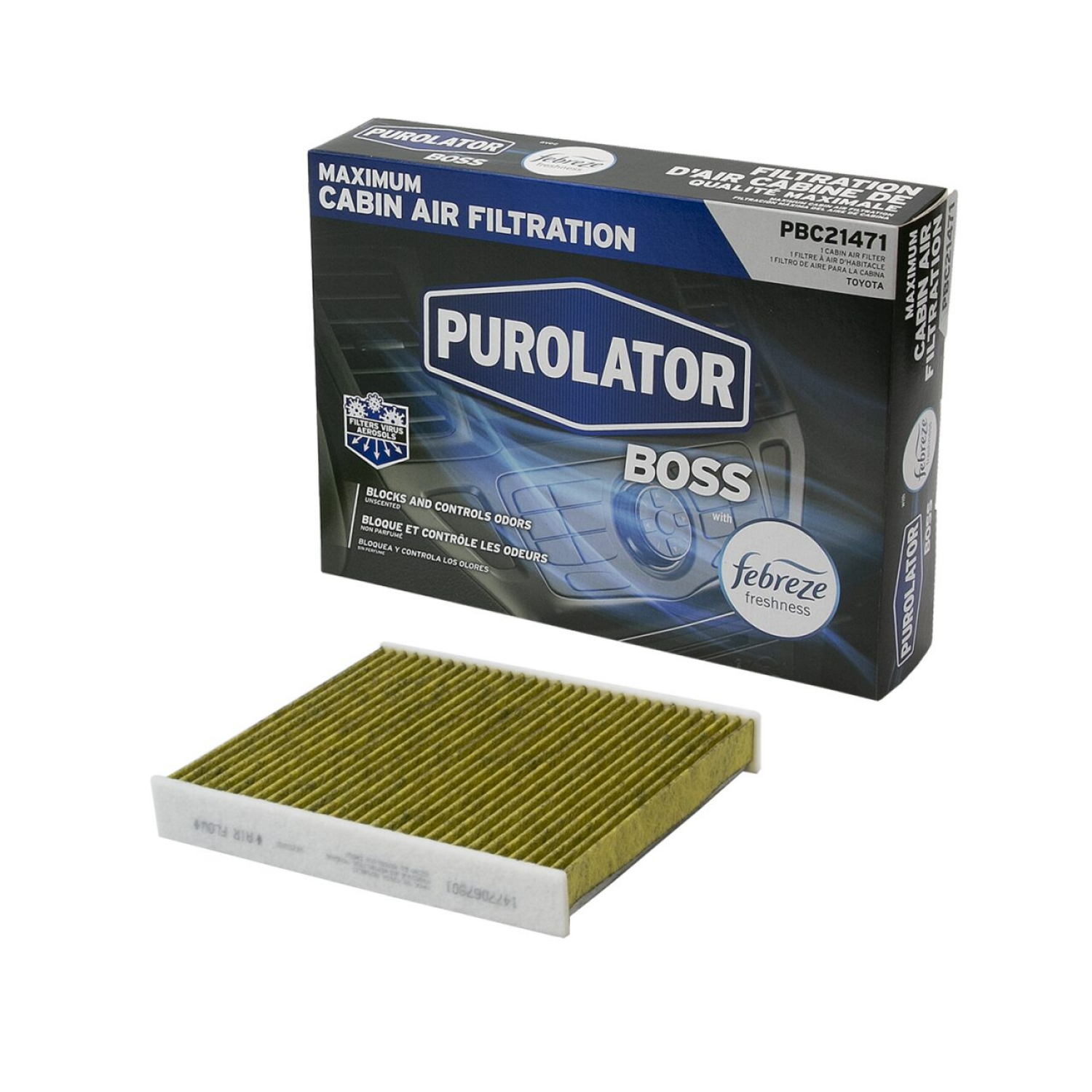 slide 1 of 3, Purolator PBC21471 PurolatorBOSS Premium Cabin Air Filter with Febreze Freshness, 1 ct