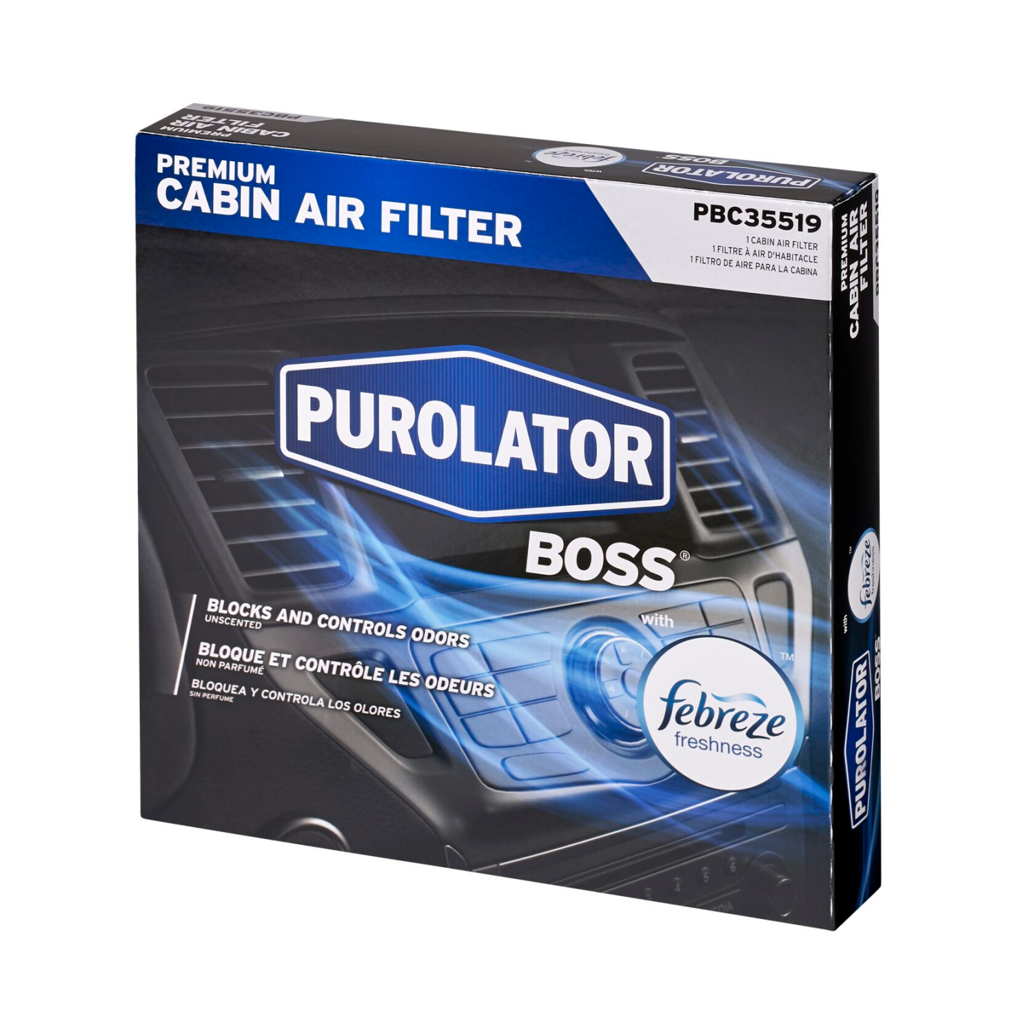 slide 2 of 3, Purolator PBC35519 PurolatorBOSS Premium Cabin Air Filter with Febreze Freshness, 1 ct