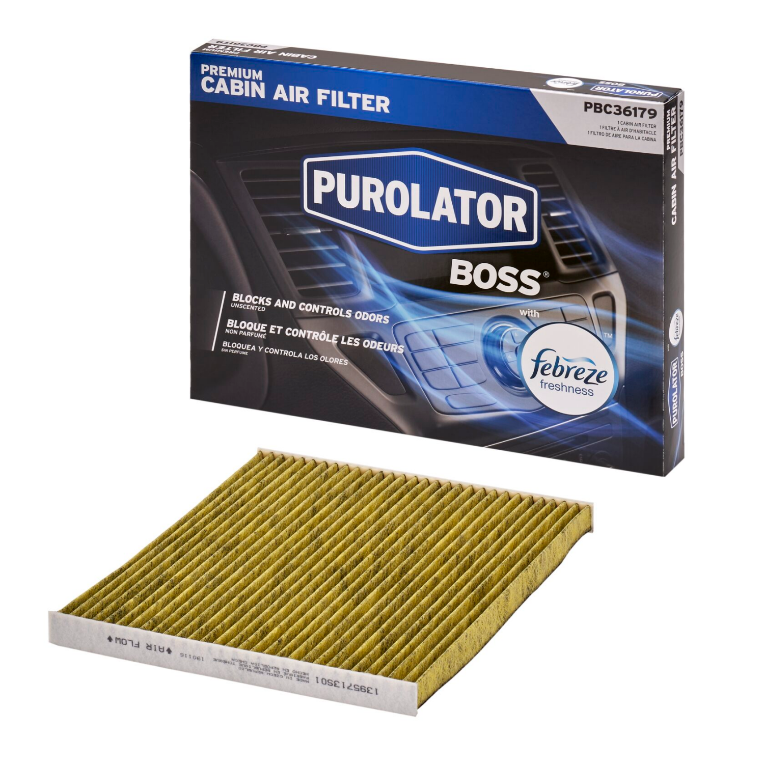 slide 1 of 3, Purolator Pbc36179 Purolatorboss Premium Cabin Air Filter With Febreze Freshness, 1 ct