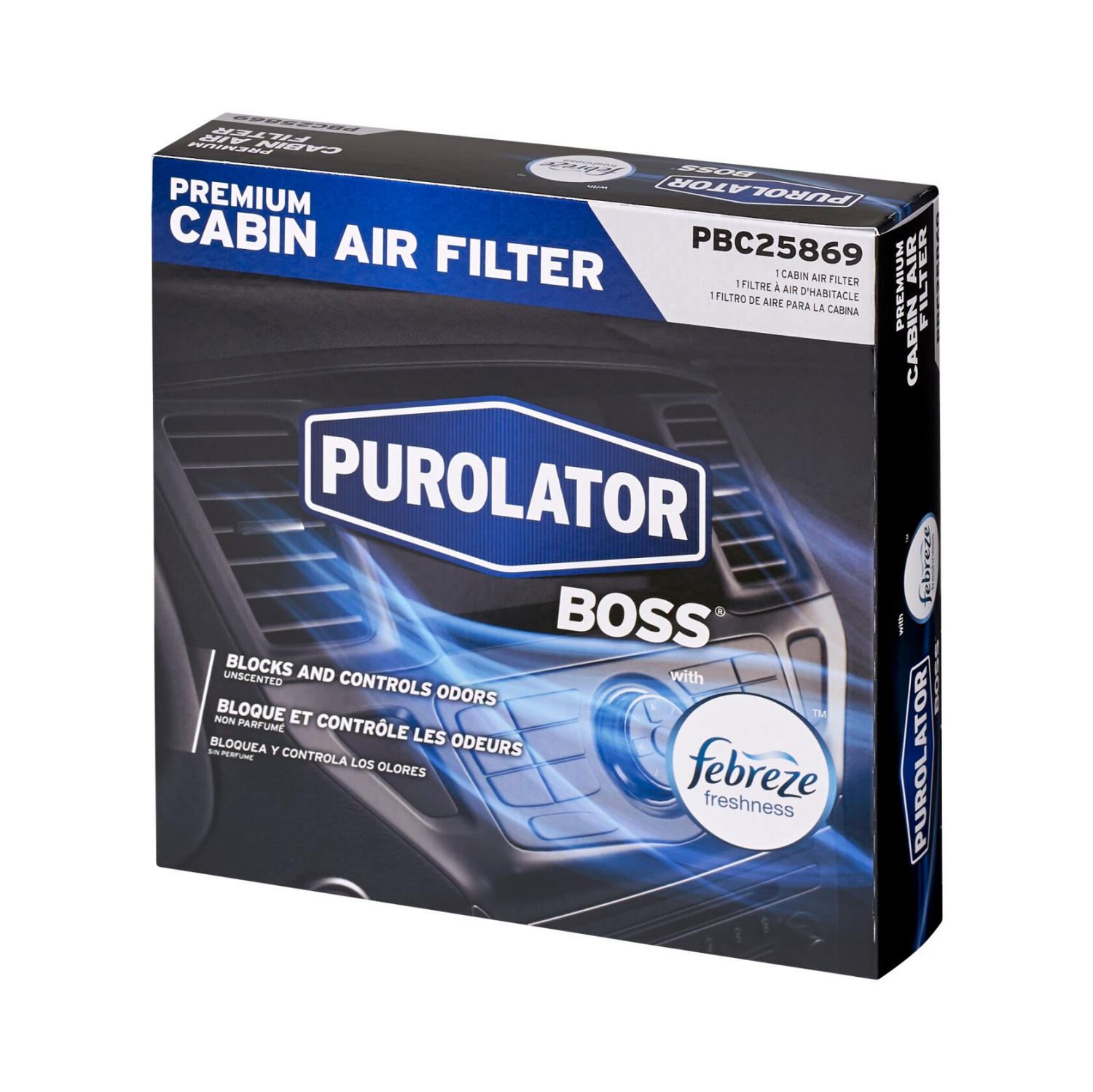 slide 3 of 3, Purolator Pbc25869 Purolatorboss Premium Cabin Air Filter With Febreze Freshness, 1 ct