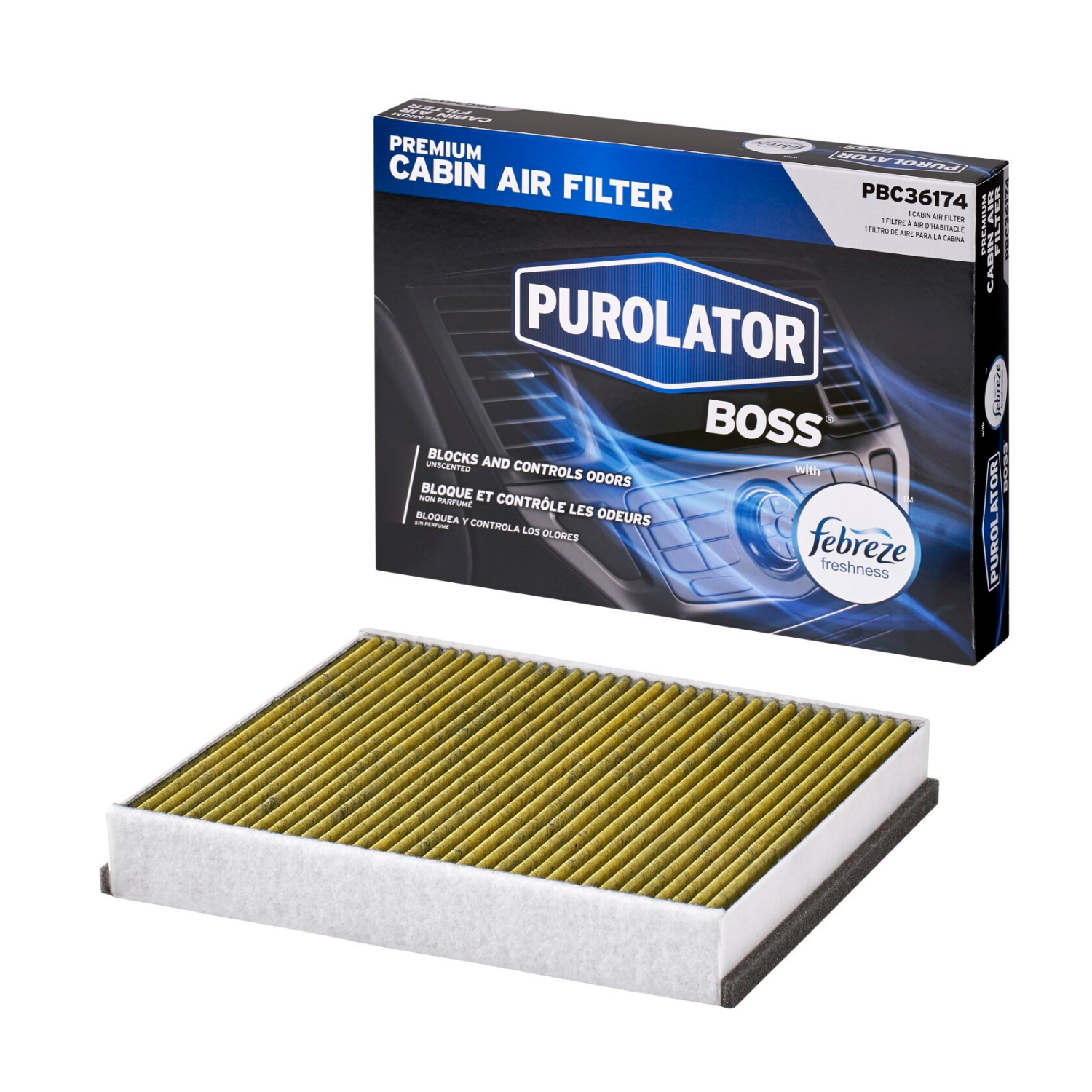 slide 1 of 3, Purolator Pbc36174 Purolatorboss Premium Cabin Air Filter With Febreze Freshness, 1 ct