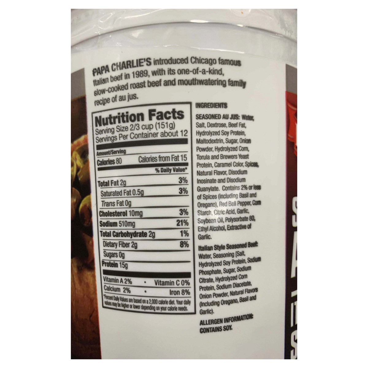 slide 2 of 2, Papa Charlie's Seasoned Au Jus with Italian Style Seasoned Beef 4 lb, 4 lb