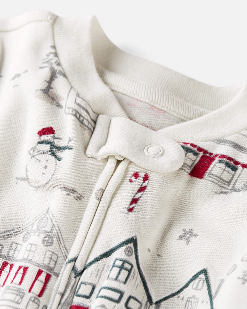 slide 2 of 3, Littleplanet Baby Organic Cotton Sleep & Play Pajamas in Winter Village Winter Village 3M, 1 ct