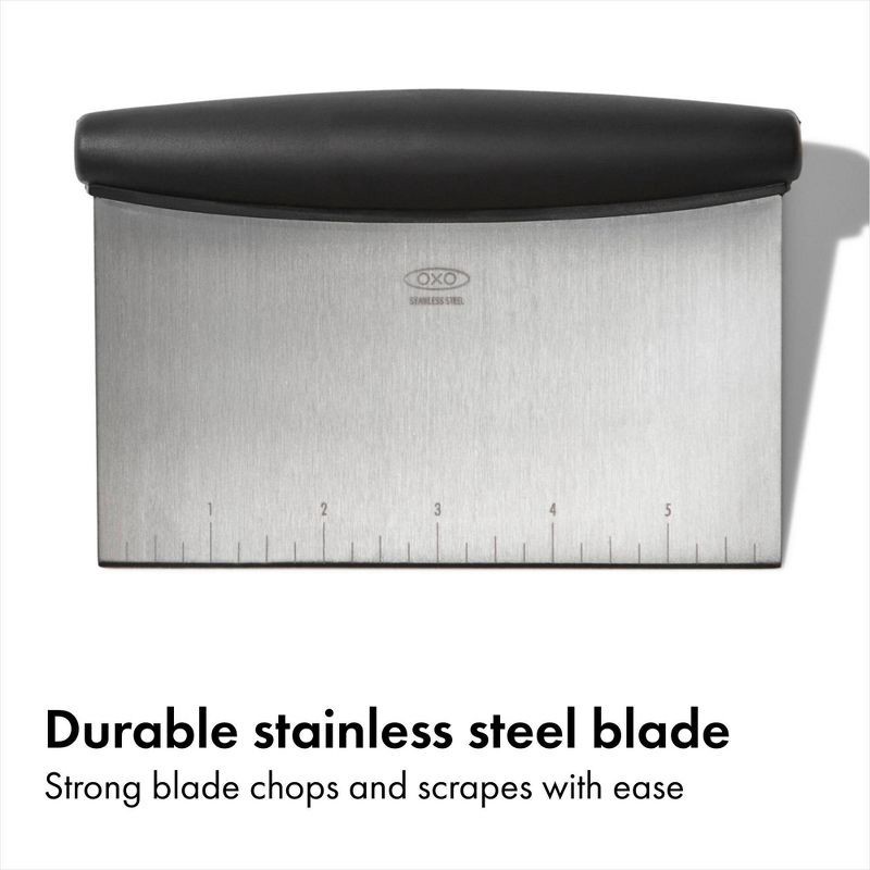 slide 2 of 7, OXO Stainless Steel Multi-Purpose Scraper and Chopper: Kitchen Bench & Food Scraper, Dishwasher-Safe, Black, 1 ct