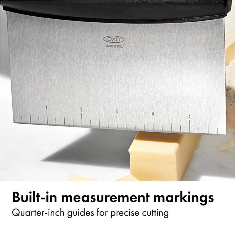 slide 4 of 7, OXO Stainless Steel Multi-Purpose Scraper and Chopper: Kitchen Bench & Food Scraper, Dishwasher-Safe, Black, 1 ct