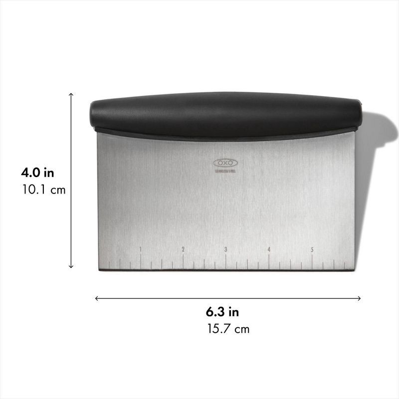 slide 7 of 7, OXO Stainless Steel Multi-Purpose Scraper and Chopper: Kitchen Bench & Food Scraper, Dishwasher-Safe, Black, 1 ct