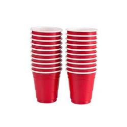 Houdini 20pk Disposable Shot Glasses: Red Plastic Shot Cups, 2oz Capacity