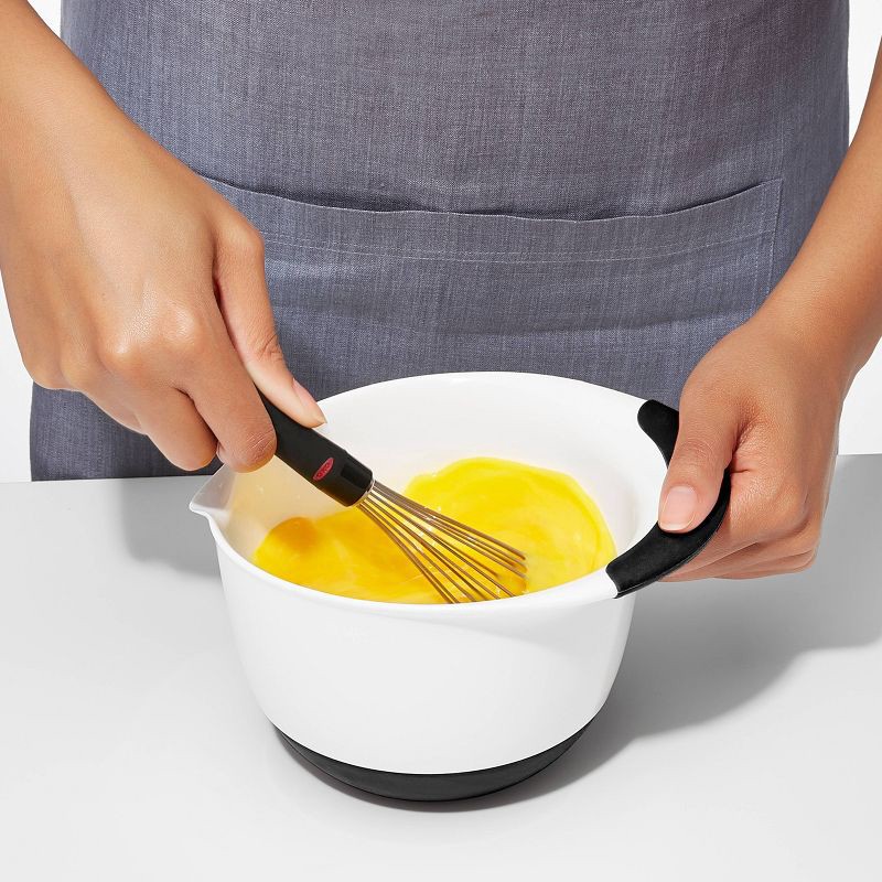 slide 6 of 6, OXO 3pc Plastic Mixing Bowl Set with Black Handles, 3 ct, 5 qt