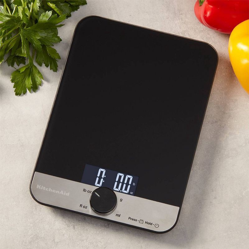 slide 3 of 7, KitchenAid 11lb Glass Surface Digital Kitchen Food Scale Black, 11 lb