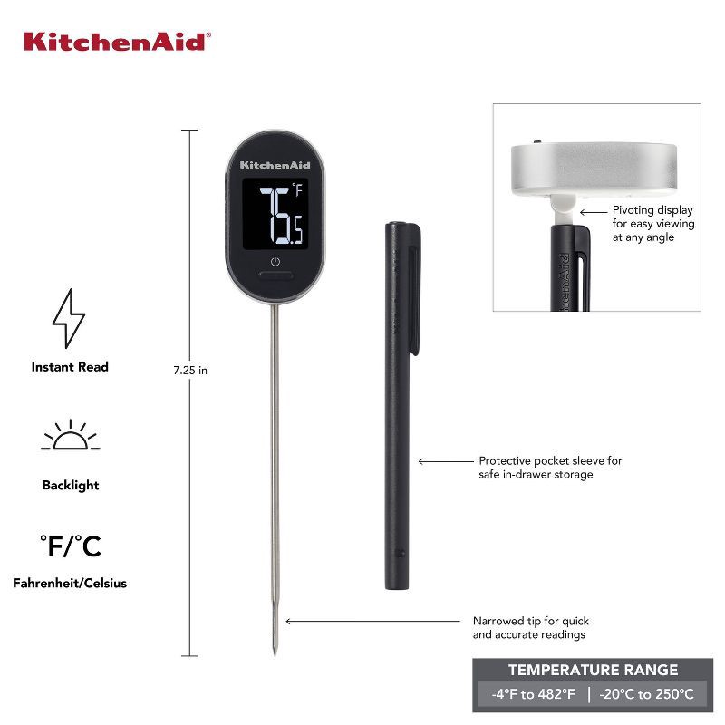 slide 7 of 7, KitchenAid Pivoting Display Digital Instant-Read Kitchen Thermometer, 1 ct