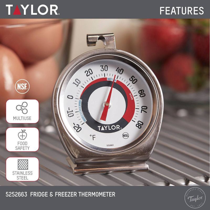 slide 4 of 5, Taylor Refrigerator and Freezer Analog Dial Thermometer, 1 ct