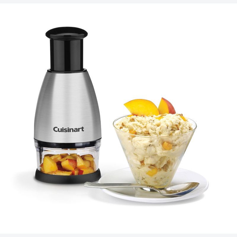 slide 4 of 8, Cuisinart Silver Push Chopper: Stainless Steel Manual Food & Vegetable Chopper, Dishwasher-Safe, 4-Piece Set, 1 ct