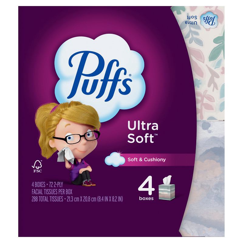 slide 12 of 14, Puffs Ultra Soft Facial Tissue - 4pk/72ct, 288 ct