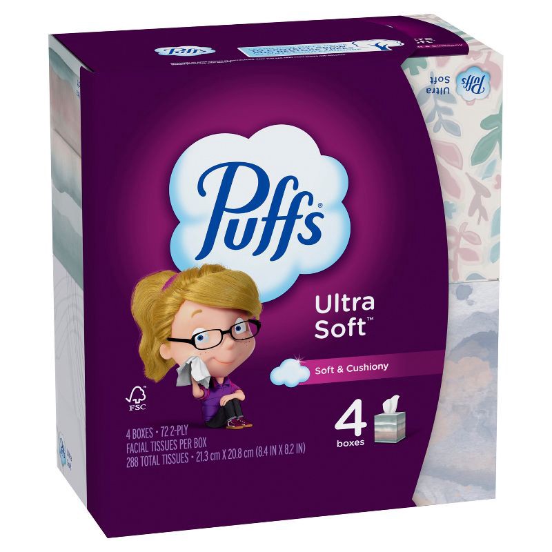 slide 14 of 14, Puffs Ultra Soft Facial Tissue - 4pk/72ct, 288 ct